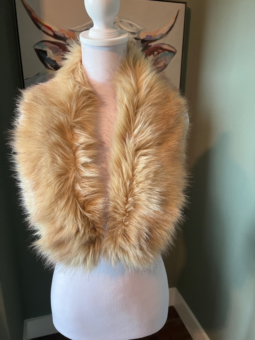 Plush Golden Tan Faux Fur Wrap - Women's Scarf